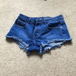 blue jean button up shorts
